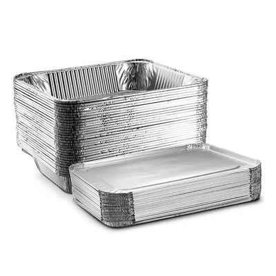 Średnia taca z folii aluminiowej Jednorazowe pojemniki z folii aluminiowej z pokrywką