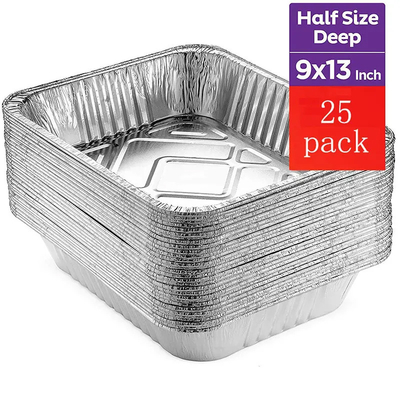 Średnia taca z folii aluminiowej Jednorazowe pojemniki z folii aluminiowej z pokrywką