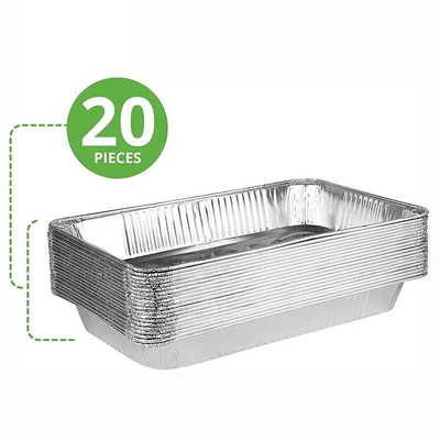 Wytrzymałe płytkie jednorazowe pojemniki na żywność z folii aluminiowej Podłużna patelnia foliowa z pokrywką