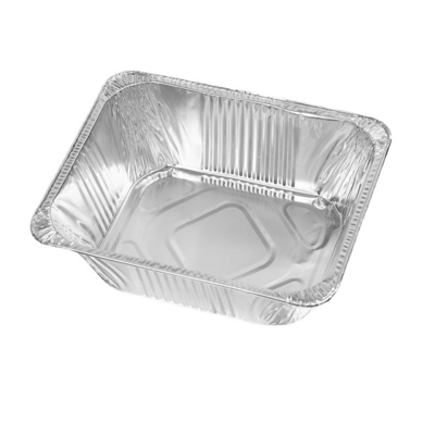 Wytrzymałe pojemniki na żywność z folii aluminiowej Jednorazowa głęboka patelnia na wynos z pokrywką z folii