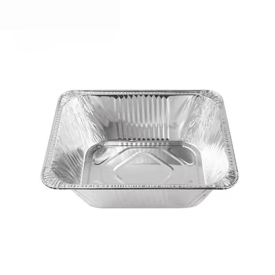 Wytrzymałe pojemniki na żywność z folii aluminiowej Jednorazowa głęboka patelnia na wynos z pokrywką z folii