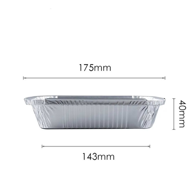 1 LB 450 ml Podłużne aluminiowe pojemniki na wynos Pudełko na żywność z pokrywką