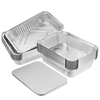 F4 83185 Jednorazowe pojemniki foliowe z pokrywkami 1750 ml Prostokątna aluminiowa folia do ciasta